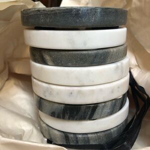 8 Marble Coasters White and Blue/Grey